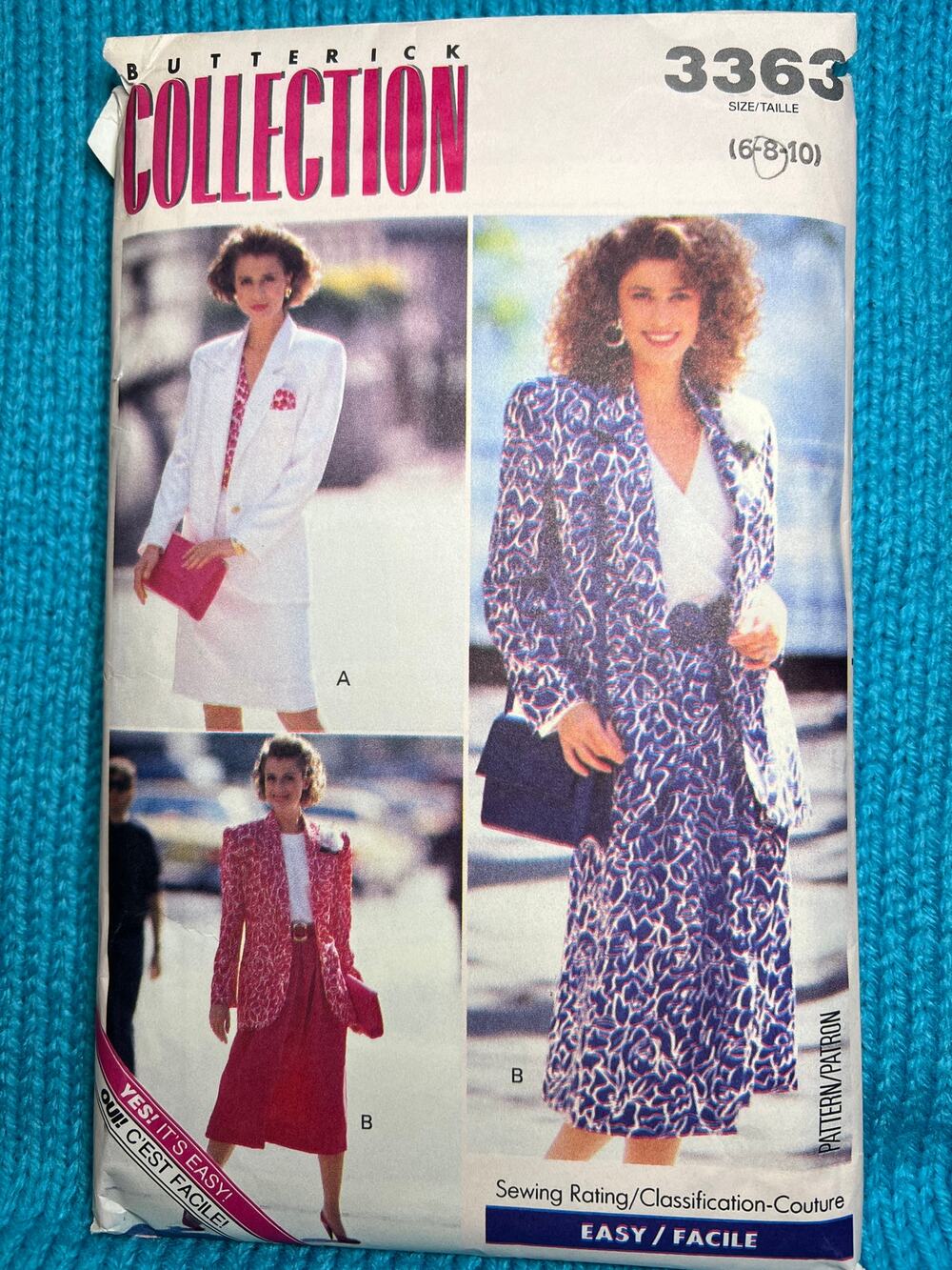 Butterick 3363 pattern suit skirt blazer 1980s size 6 8